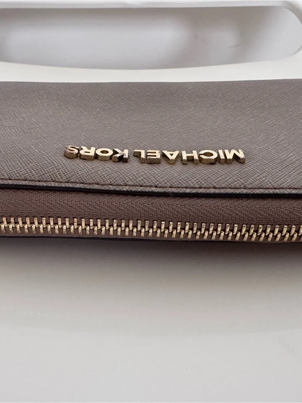 Michael Kors Jet Set Travel Saffiano Leather Zip Around Continental Wallet Taupe